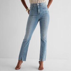 Express Super High Waisted Light Wash Front Seam 90s Slim Jeans - Size 8R